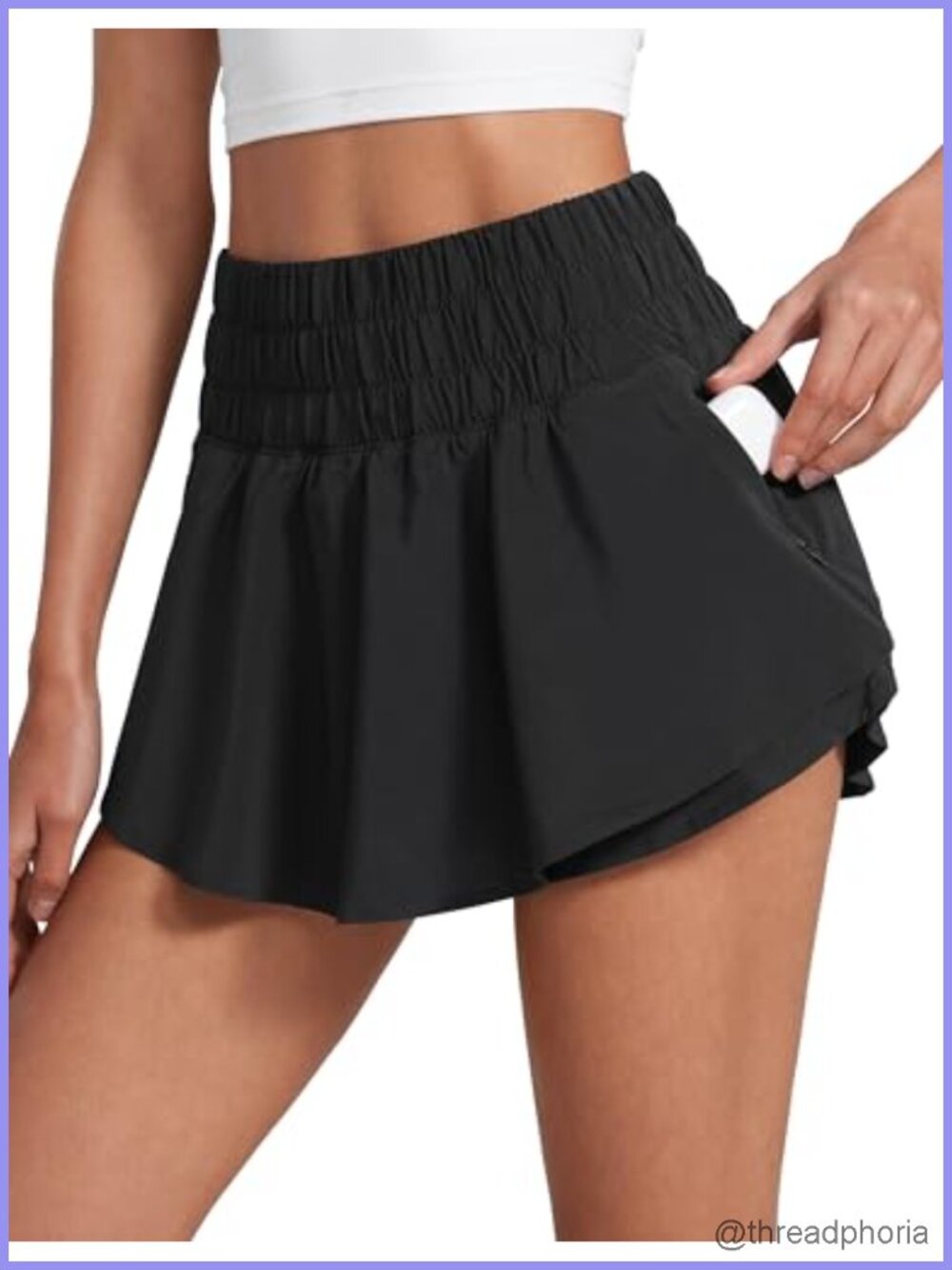 Ruffle Skirt Overlay Athletic Shorts High Rise with Mesh Liner